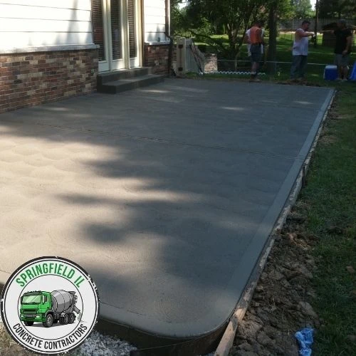 Concrete patio in Springfield, IL with decorative finish.